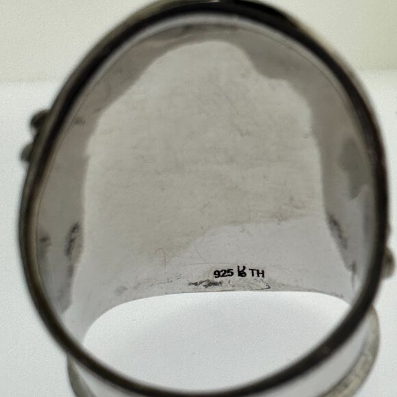 925 Sterling Silver Green Labradorite Statement Ring - Size 8.25 - Picture 4 of 11